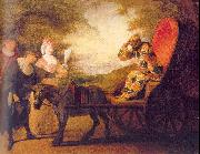 WATTEAU, Antoine Harlequin, Emperor on the Moon oil on canvas